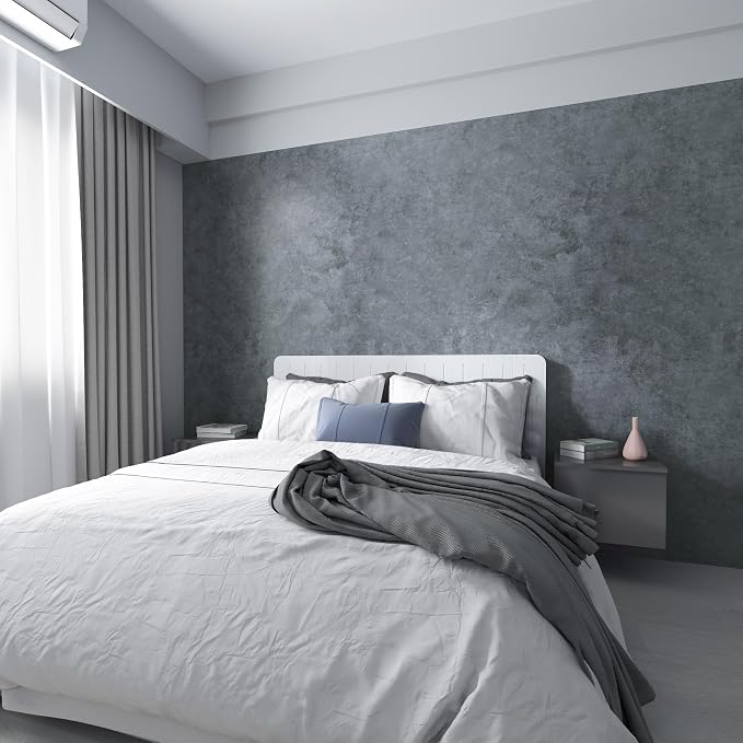 3yecao Grey Concrete Wallpaper Peel and Stick Gray Concrete Contact Paper | 16"×591"Big Roll Large Size Thick Waterproof Vinyl Wrap Self Adhesive Glossy Cement Sticker for Bedroom Living Room Gym Walls