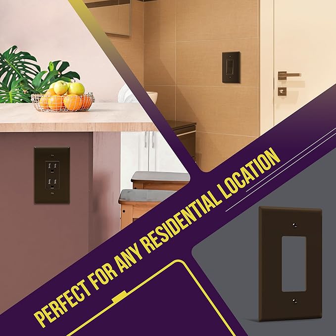 ENERLITES Decorator Light Switch or Receptacle Outlet Wall Plate, Gloss Finish, Over-Size 1-Gang 5.5" x 3.5", Unbreakable Polycarbonate Thermoplastic, UL Listed, 8831O-BR-10PCS, Brown (10 Pack)