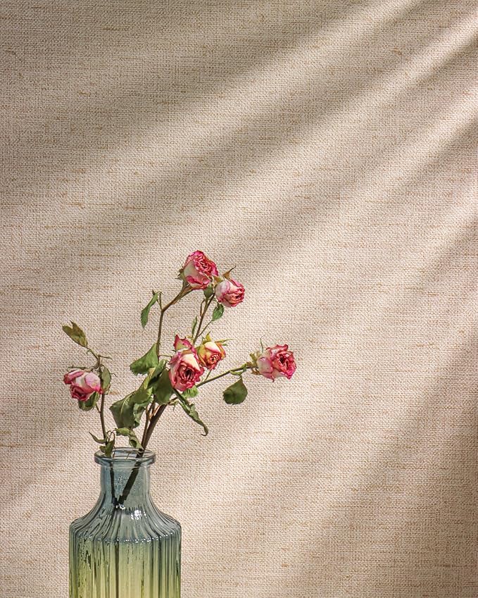 Beige Grasscloth Peel and Stick Wallpaper Textured 15.7in x 118.1in | Faux Linen Wallpaper Peel and Stick Vintage Grasscloth Contact Paper Self Adhesive Removable Contact Paper for Bedroom Vinyl