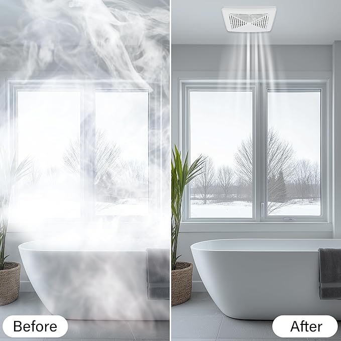 50CFM Bathroom Exhaust Fan: Retrofit Ceiling Bath Vent Fan with Grille, Wall Mount Ventilation Fan for New Building Multi Family, Condo, Apartment and Hotel, ETL, White, 1 Pack