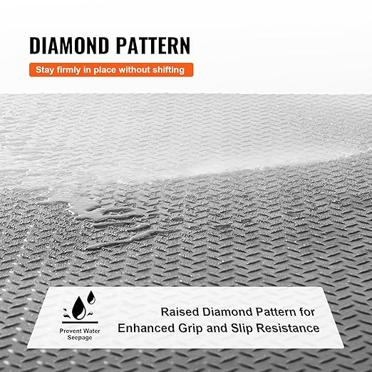VEVOR Diamond-Plate Rubber Flooring Roll, 3 mm x 4 ft x 10 ft Garage Floor Mat, SBR, Easy to Clean, Diamond Plate Rubber Mat for Under Cars, Garage Industry Gym, Black