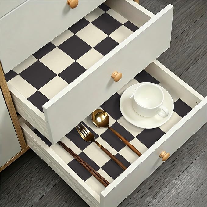 Yasinet Checkered Wallpaper Black and White Cream Peel and Stick Wallpaper Plaid Retro Contact Paper Bedroom Removable Self Adhesive Wall Paper Waterproof Bathroom Vinyl 17.3" × 393.7“