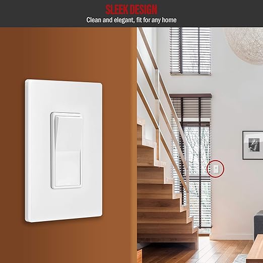 ENERLITES 4-Way Decorator Light Switch, Four Way Rocker Switch, Gloss Finish, Ground Wire Lead Attached, Residential/Commercial Grade, 15A 120V/277V, UL Listed, 94150-W-5PCS, White, 5 Pack