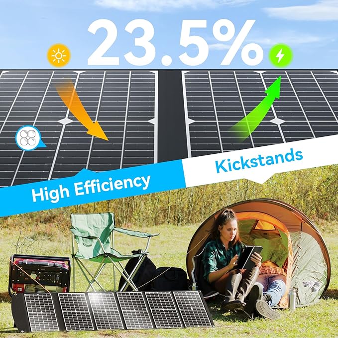 100W Portable Solar Panel Extremely Lightweight Compact Foldable with USB QC3.0, Type-C PD3.0, Anderson and XT60 DC 20V for Camping Power Station, Solar Generators, Cell Phones