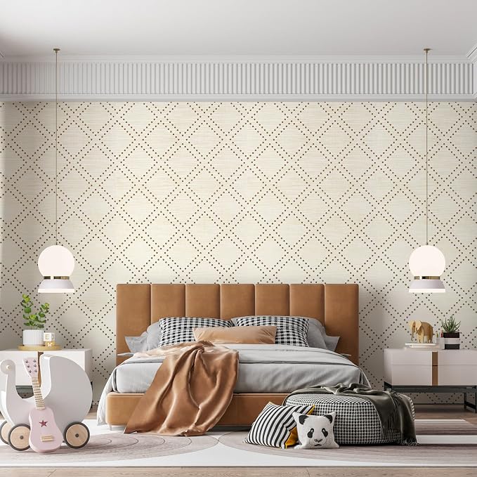 Ansehan Hand-Crafted Wallcovering HA3001 Droplets 36" W x8 Yard L Textured, Modern, Non Prepasted Natural Home Décor for Living Sapce, Sandstone/Gray/Bronze Gold