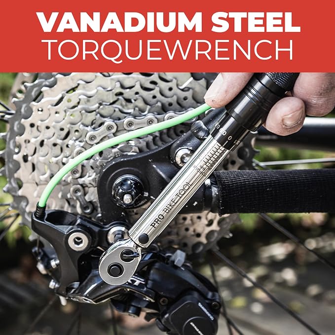 PRO BIKE TOOL 1/4 Inch Drive Click Torque Wrench Set - Precise 2 to 20 Nm Bike Tool Kit for Road and Mountain Bikes - Includes 1/4 Torque Wrench, Allen, Torx Bits, Extension Bar and Storage Box | 20-150 in-lb, Allen & Torx Bits, Extension Bar, Protecti...