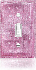 Silver Shiny Pink Rhinestones Light Switch Cover Plate Decorative Wall Plate Rhinestones Single Light Switch Cover