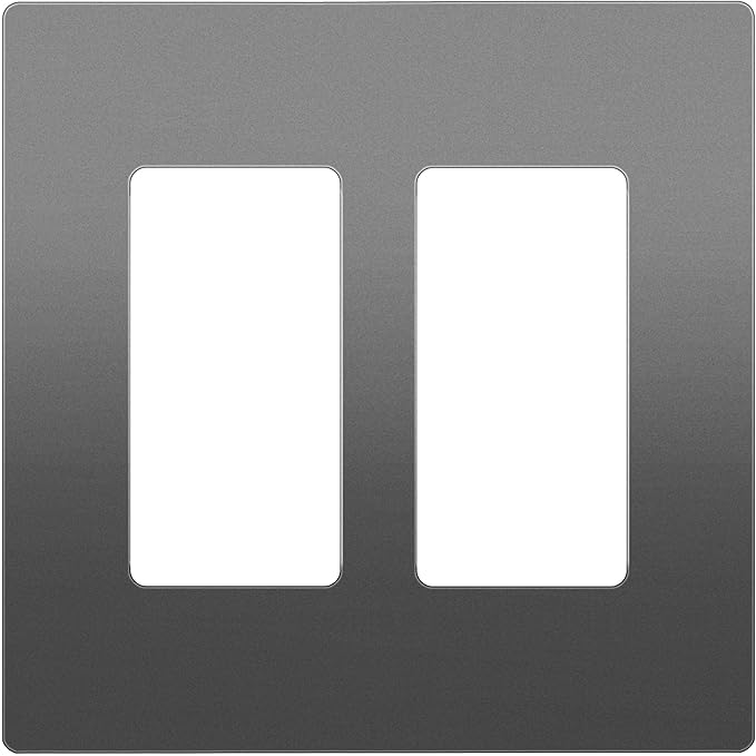 ENERLITES Elite Series Screwless Decorator Wall Plate Child Safe Outlet Cover, Gloss Finish, Size 2-Gang 4.68" H x 4.73" L, Unbreakable Polycarbonate Thermoplastic, SI8832-SG, Space Gray