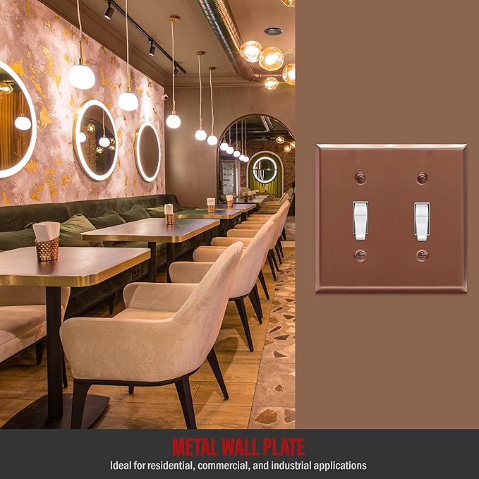 ENERLITES Toggle Light Metal Wall Plate, Switch Cover, Corrosion Resistant, Mid-Size 2-Gang 4.50" x 4.57", Stainless Steel 201, 7712-BRG, Brushed Rose Gold (Pack of 1)