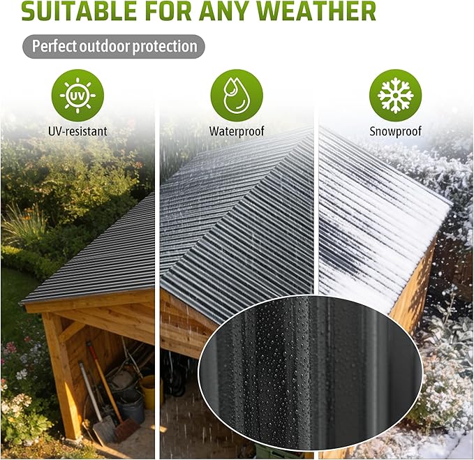 Metal Roof Panels 25Pcs 60.6×20.5 Inches with Screws, Corrugated Tin Roofing Panels Waterproof,Steel Wall Panel Siding Panels Sheets for Garages Sheds Chicken Coop Stables and Mobile Homes,Black