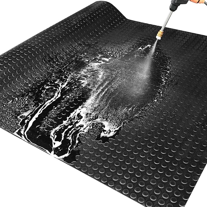 Heavy Duty Coin-Grip Rubber Flooring Roll 4x6 FT, Multi-Purpose Waterproof Anti-Slip Floor Mat, Easy to Clean Under Equipment, Mats for Garage, Gym, Stable, Basement, Kennel