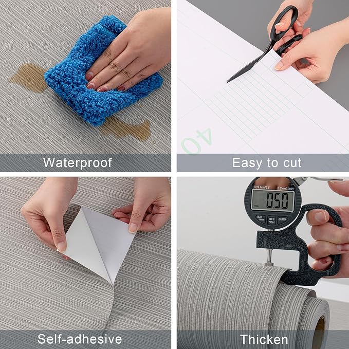 Mocha Brown Faux Grasscloth Wallpaper Peel and Stick Linen Textured 24"x394" Upgraded Thick Self-Adhesive Waterproof Neutral Decorative Contact Paper Vinyl Film Roll for Wall Bedroom Kitchen