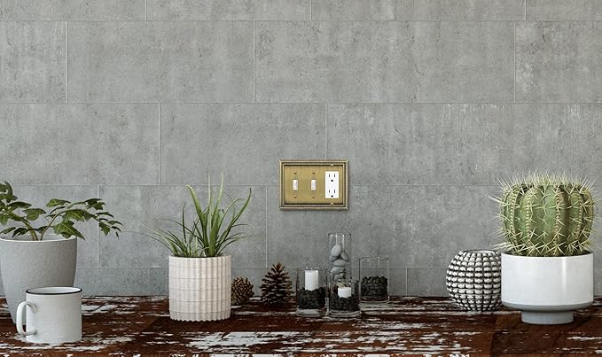 Henne Bery Sunken Pearls Heavy Duty Decorative Wall Plate Switch Plate Outlet Cover (Double Toggle/Single Decorator, Antique Brass)