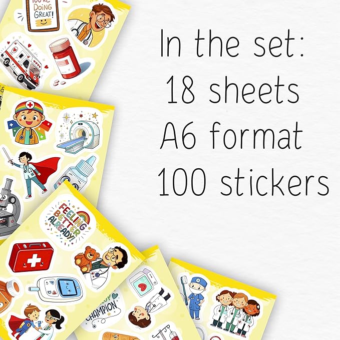 100Pcs Medical Stickers and Decals, Dorctor Stickers - Medical Party Supplies, Decoration - Gift for Women & Men