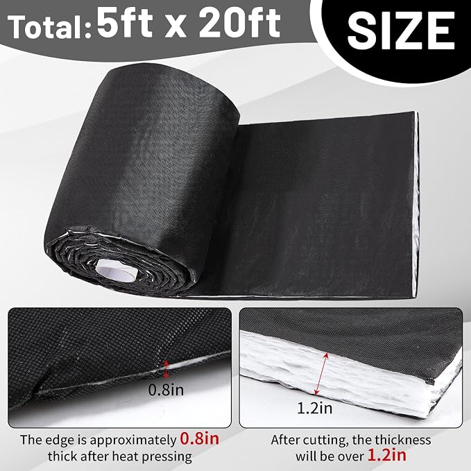 5ft x 20ft Van Insulation, Soundproof Thermal Barrier for Camper Van Conversions for Various Sizes of Rvs and Trucks