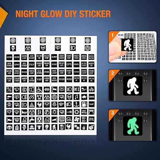 Nilight 6 Pack Rocker Switches with Night Glow Stickers 5 PIN SPST Red Backlit 12V/24V Toggle for Cars Trucks RVs Boats Auto Motorcycles