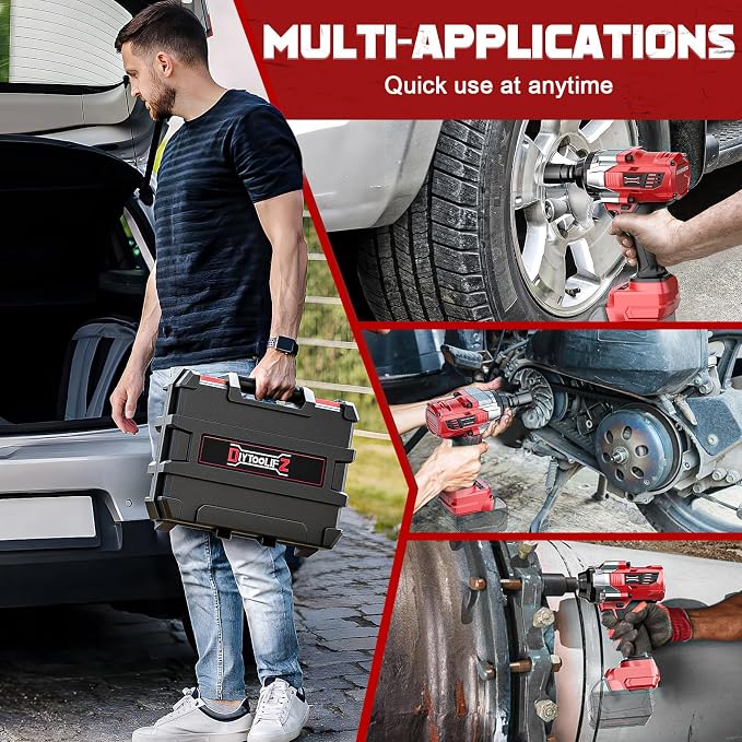 DIYtoolifz Cordless Impact Wrench 1/2 inch Compatible with Milwaukee 18V Battery, 1000 FT-LBS(1360N.m) Electric Impact Gun, High Torque Power Impact Driver with 6Pcs Sockets & Storage Case (Tool Only)