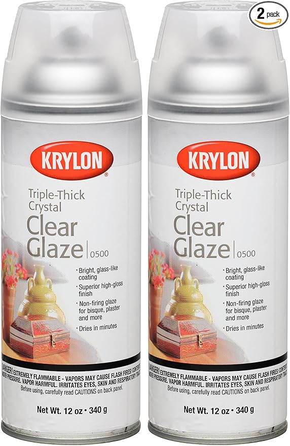 Krylon I00500A07 12-Ounce Triple Thick Clear Glaze Aerosol Spray,High-Gloss (Pack of 2)