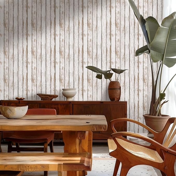 COMSTICKC Peel and Stick Faux Wood Wall Sticker Wall Panels, 10 Pcs of 12" x 12", Ultra-Light Thin PVC 3D Fake Wood Shiplap Self-Adhesive Wall Covering Wallpaper for Interior Farmhouse Decor