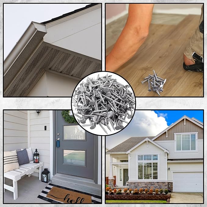 Tandefio 250 Pcs Aluminum Siding Nails 1-1/4 Inch Metal Aluminum Roofing Siding and Panel Nails to Fasten Roofing Felt Wood Decking Insulation Board