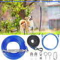 XiaZ Dog Tie Out Cable, 50ft Trolley Runner Cable for Dogs up to 250lbs, Dog Lead for Yard, Camping, Outdoor, with 8 Ft Nylon Bungee Runner, Cable Sling to Protect Trees,Blue