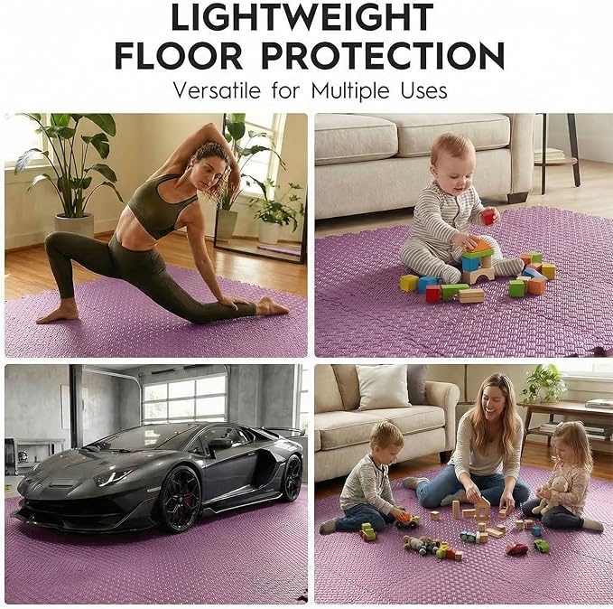 18 Tiles Puzzle Exercise Mat, EVA Interlocking Foam Floor Tiles, Non-Slip, Protective, Water-Resistant Flooring for Home Gym & Workout Equipment, 12.6" x 12.6" x 0.4", 18 Sq Ft