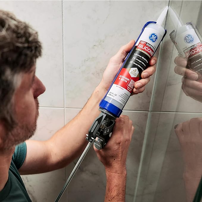 GE Supreme Silicone Caulk for Kitchen & Bathroom, Clear, 10 fl oz Cartridge, 12 Pack - 100% Waterproof Silicone Sealant, 7X Stronger Adhesion, Shrink & Crack Proof