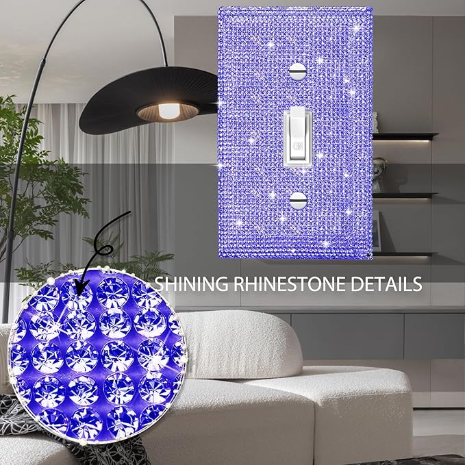 Shiny Purple Single Toggle Light Switch Plate Wall Plates Light Switch Cover Plate Decorative Switch Covers Purple Rhinestones Wall Plate