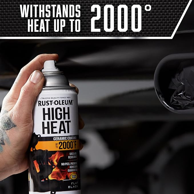 Rust-Oleum 248903-6PK Automotive High Heat Spray Paint, 12 oz, Flat Black, 6 Pack