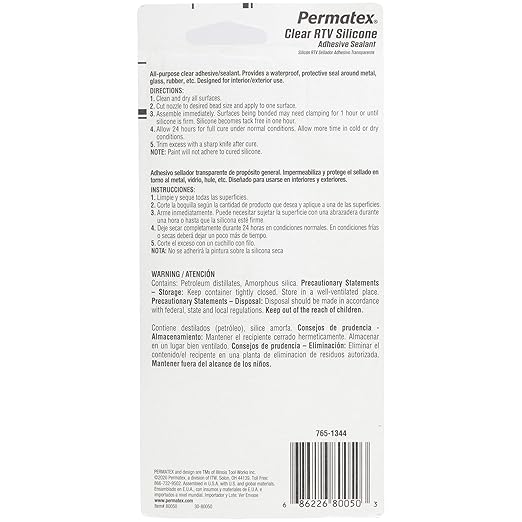 Permatex 80050 Clear RTV Silicone Adhesive Sealant, 3 oz (Pack of 2)