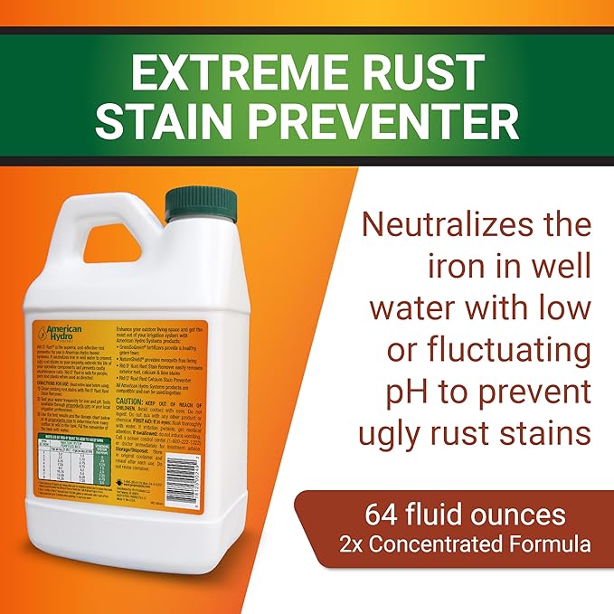 Rid-O-Rust Outdoor Rust Preventer, Extreme Water, Prevents Stains Caused by Irrigation, 64 Ounce Bottle