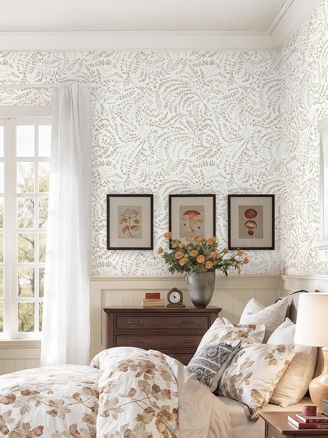 Heroad Peel and Stick Wallpaper Modern Boho Contact Paper Neutral Beige Wall Paper Removable Waterproof Self Stick Renter Friendly Wallpaper for Bedroom Living Room Bathroom Kitchen Vinyl 17.3”x393”