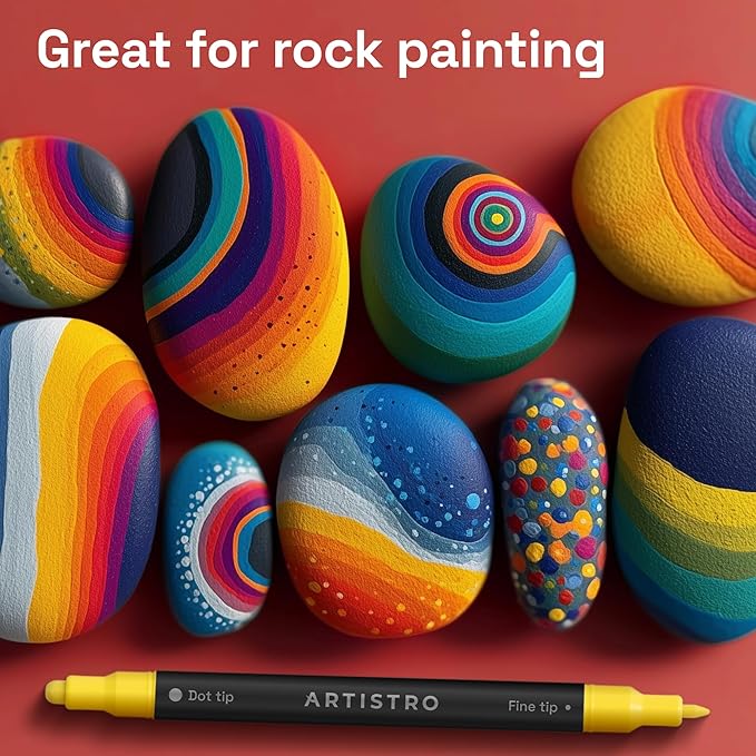 ARTISTRO 240 Precision Dual-Tip Acrylic Paint Markers – Paint Pens Set with Dot & Fine Tips for Fabric, Rock, Glass, Wood, Coloring Books – Classroom & Art Supplies Gift – Teacher Appreciation Gift