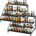 2 Pcs Foldable 4-Tier Metal Spice Rack Organizer, Sturdy and Space-Saving Shelf, 13.2 x 10.1 x 8.3 in, Simple to Assemble, Rust-inhibiting Finish for Countertop & Pantry Storage