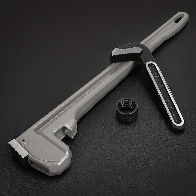 DURATECH 24-inch Aluminum Straight Pipe Wrench, Adjustable Plumbing Wrench | Heavy Duty, Drop Forged, Exceed GGG standard