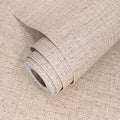 Beige Grasscloth Peel and Stick Wallpaper Textured 15.7in x 157.4in | Faux Linen Wallpaper Peel and Stick Vintage Grasscloth Contact Paper Self Adhesive Removable Contact Paper for Bedroom Vinyl