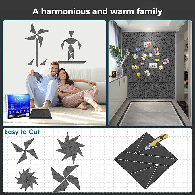 12 Pack Large Self-Adhesive Soundproof Wall Panels, 15.7 x 15.7 x 0.47 in Sound Proof Foam Panels for Walls, 1.2lb/ft³ High Density,Large Size Acoustic Panels, Sound Dampening Panels White