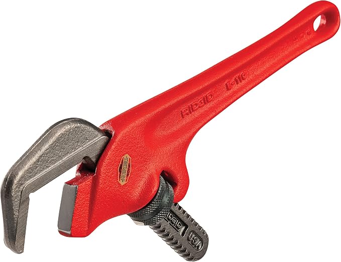 RIDGID 31305 Model E-110 9.5" Offset Hex Jaw Pipe Wrench, Red, Made in The USA