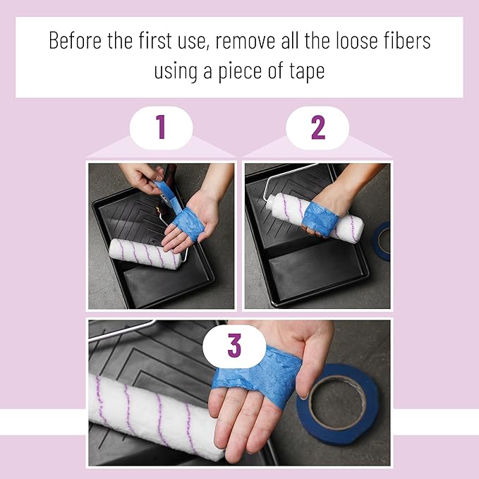 Bates- Paint Roller Covers, 9", 5 Pack, Purple Stripes, Covers for Paint Rollers 9 Inch, 9 Inch Paint Roller Covers, Paint Roller Cover, Paint Roller Covers 9 Inch, Large Paint Roller Covers