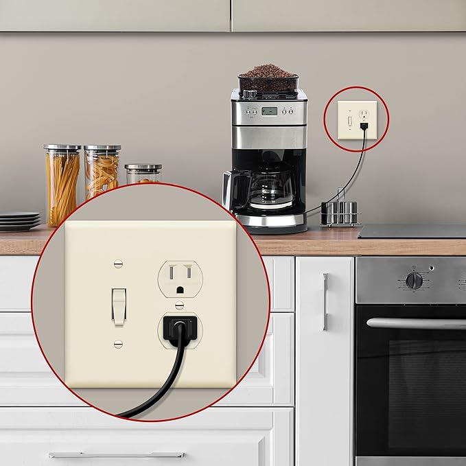 ENERLITES Combination Toggle Light Switch/Duplex Receptacle Outlet Wall Plate, Mid-Size 2-Gang 4.88" x 4.92", Polycarbonate Thermoplastic, 881121M-LA, Light Almond