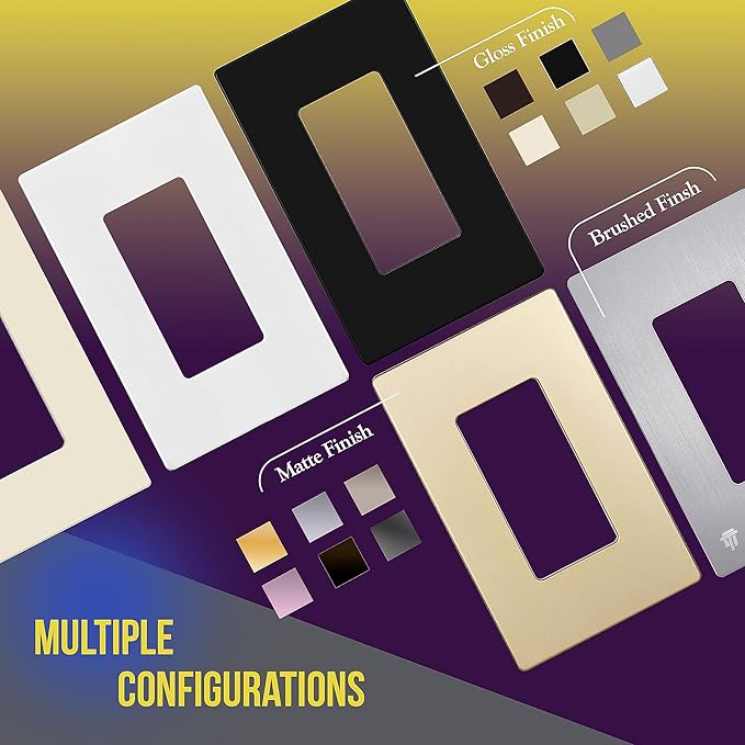 ENERLITES Screwless Decorator Wall Plate Child Safe Outlet Cover, Gloss Finish, Medium Size 1-Gang 4.88" H x 3.11" L, Unbreakable Polycarbonate Thermoplastic, SI8831M-LA-10PCS, Light Almond