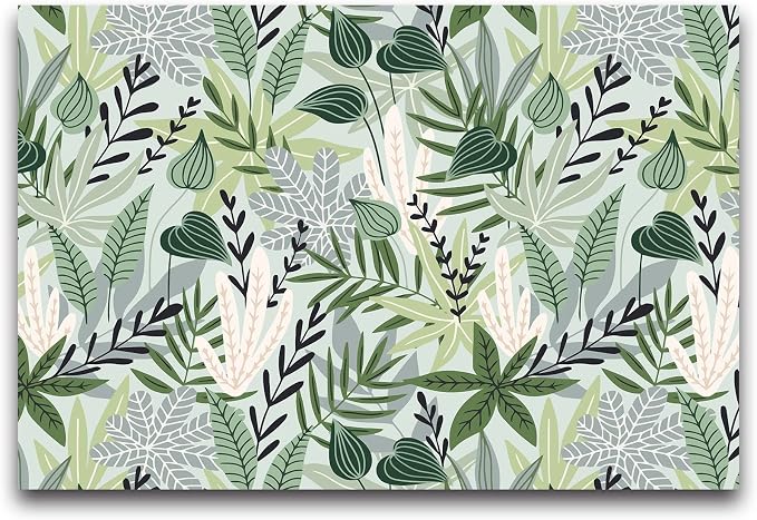 Cliouar-Watercolor Green Leaves Tropical Plants Bedroom Living Room Decoration Mural Wallpaper 103" x 69"(Not Peel and Stick)