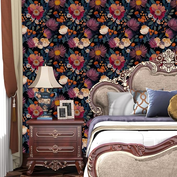 Vintage Pink Blue Daisy Floral Peel and Stick Wallpaper 17.5''x118'' | Self Adhesive/Removable/Waterproof/Thick Vinyl Contact Paper for Bathroom Bedroom Shelf Cabinet Drawer,Prepasted,Easy Peel