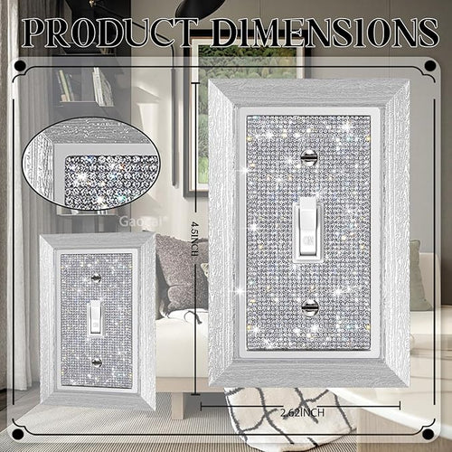 1 Pcs Shiny Rhinestones Wall Plates Light Switch Cover Plate Decorative Wall Plate Single Toggle Imitation Wood Grain Switch Plates