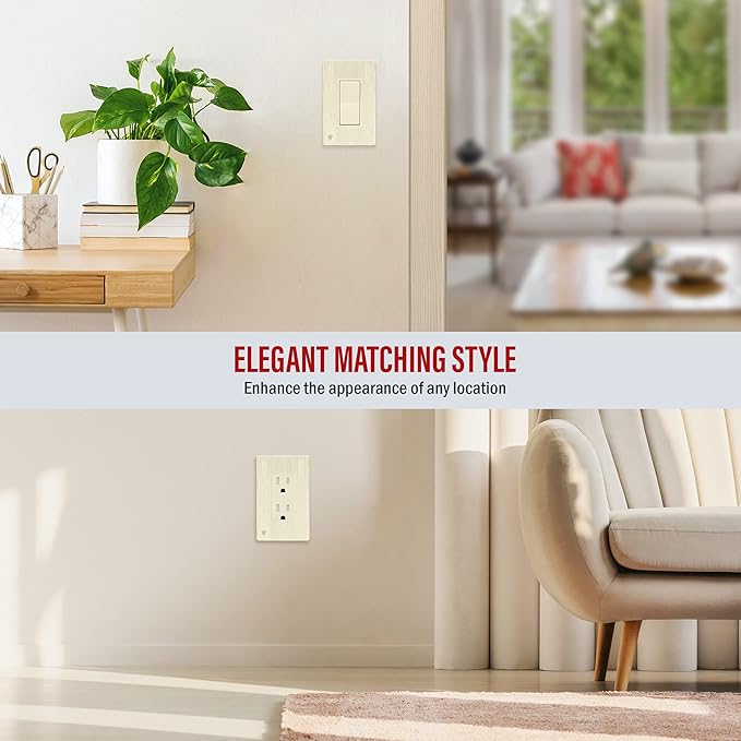 ENERLITES Decorator Light Switch or Receptacle Wall Plate, Screwless Wall Plate, Standard Size, 1-Gang 4.68" x 2.93", Polycarbonate Thermoplastic, SI8831-BLA-10PCS, Brushed Light Almond, 10 pack