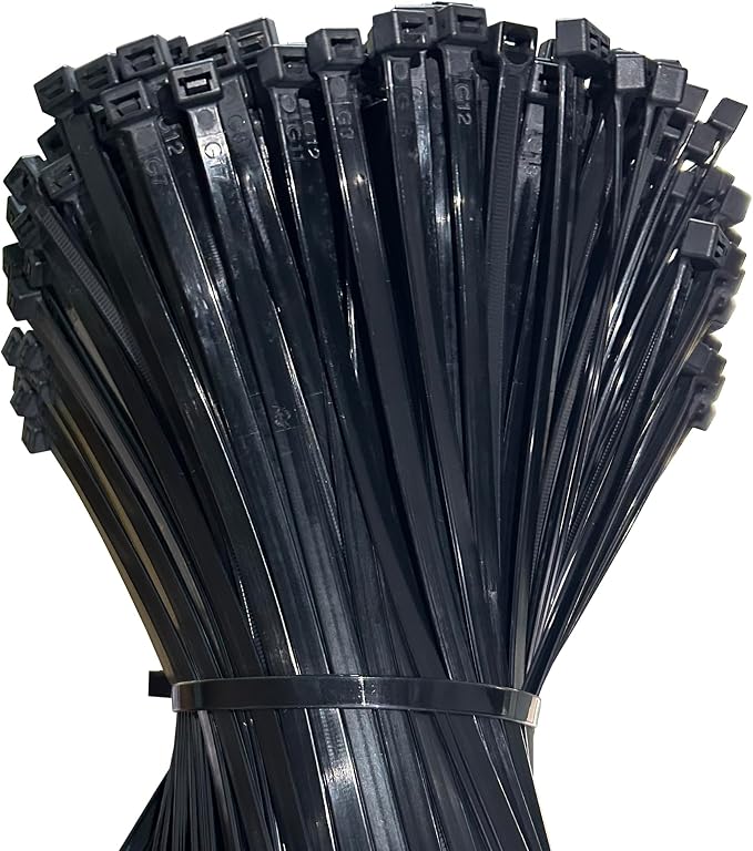 200lb Zip Ties Heavy Duty 18 Inch 350pcs, Large Black Cable Tie, Thick Heat Resistant Zipties, Big Wide Wire Ties, Industrial Tie Wraps for Outdoor Use