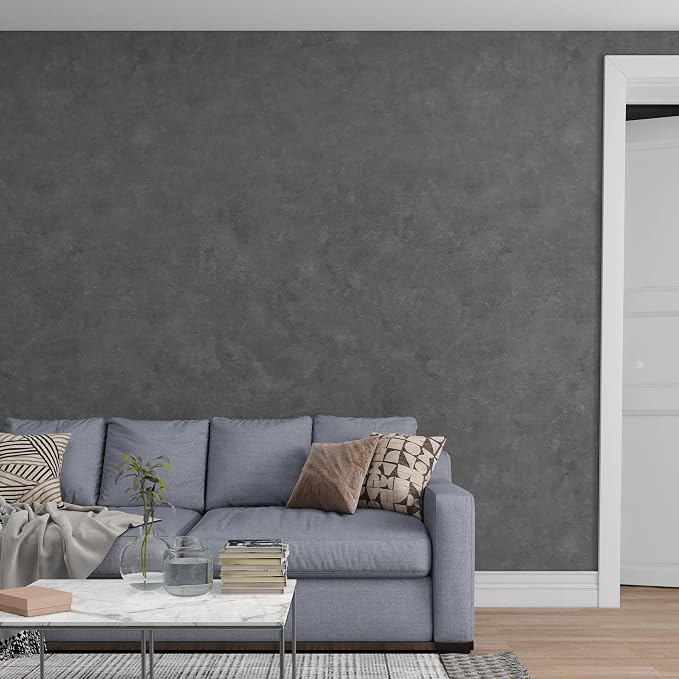 3yecao 31"×157" Big Roll Wide Thick Grey Concrete Wallpaper Peel and Stick Waterproof Glossy Gray Concrete Contact Paper Vinyl Wrap Self Adhesive Cement Sticker for Bedroom Bathroom Living Room Walls