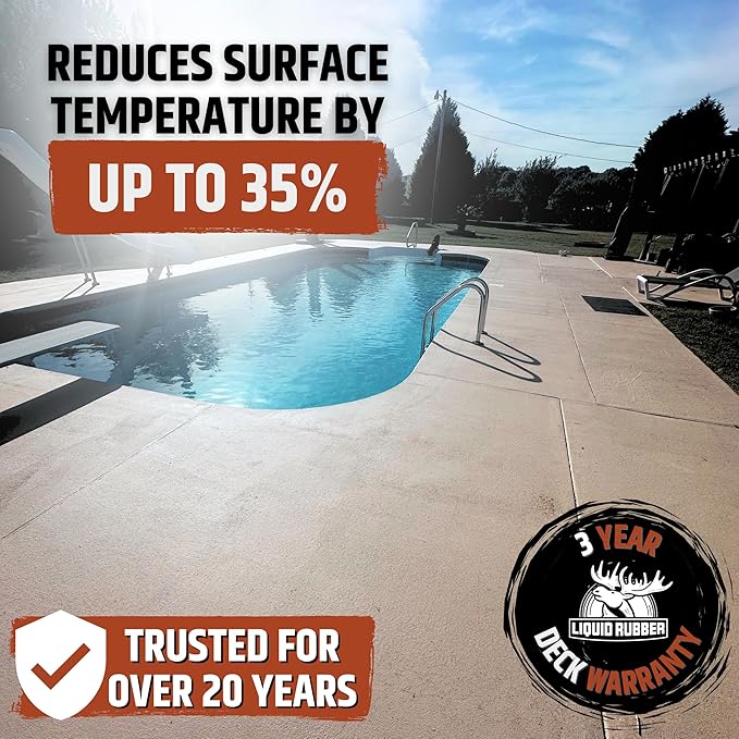 Liquid Rubber Cool Foot Deck Coating - Solar Protection Paint, Reduces Surface Temperatures by Up to 35%, Multi-Surface Cooling Decking Sealant, Waterproof, Durable Membrane, Misty Gray, 5 Gallon