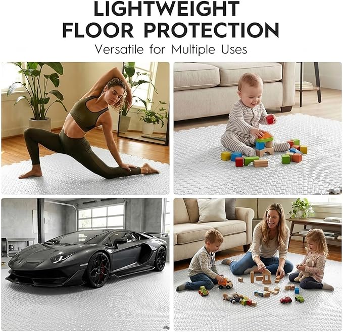 18 Tiles Puzzle Exercise Mat, EVA Interlocking Foam Floor Tiles, Non-Slip, Protective, Water-Resistant Flooring for Home Gym & Workout Equipment, 12.6" x 12.6" x 0.4", 18 Sq Ft