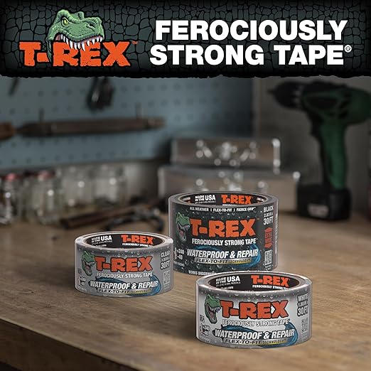 T-REX Flexible Waterproof Tape - Heavy Duty Adhesive Waterproofing Tape for Repair, Leaks, Roof Patches - Extreme Weather & UV Resistance - White, 1.88" x 30 ft. (Pack of 2)